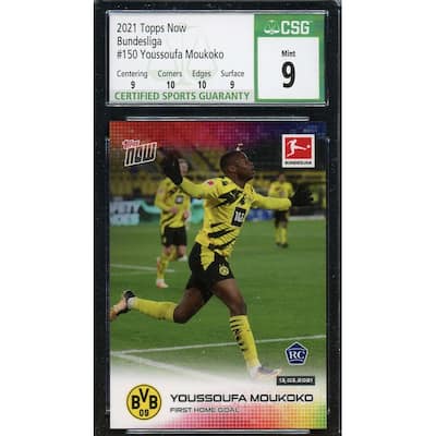 Youssoufa Moukoko 2021 Topps Now Soccer Rookie Card RC 1 #150 Graded CSG 9 - 8'6" x 11'6"