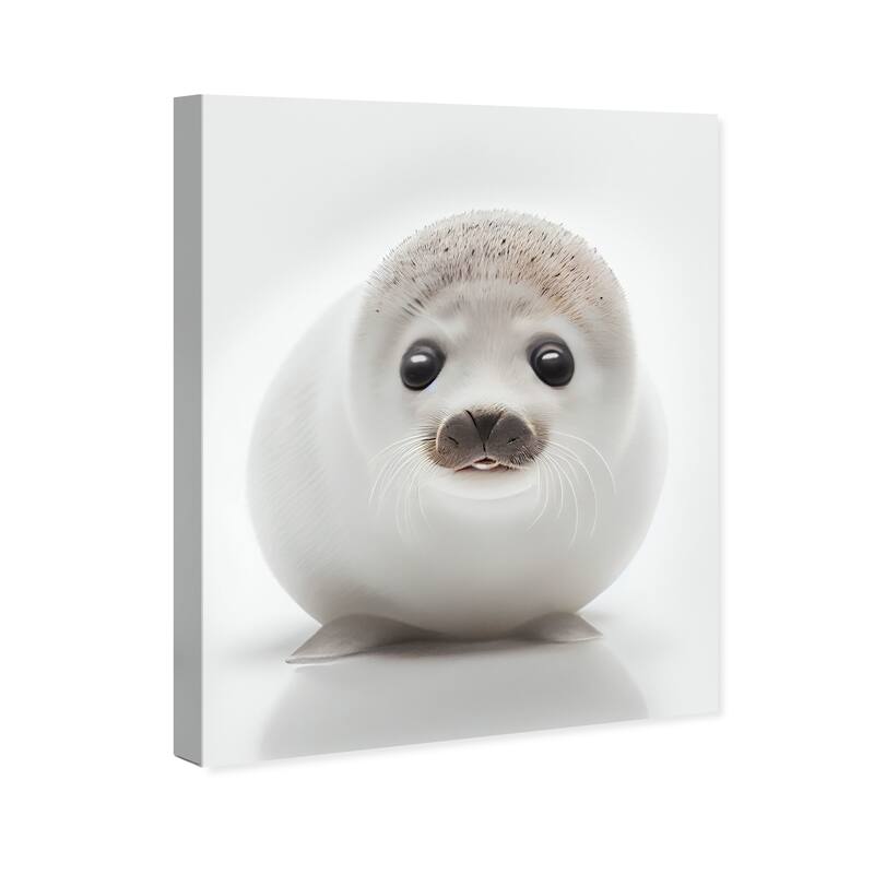 Wynwood Studio Canvas Animals Baby Animal Seal White and Modern & Contemporary Wall Art Canvas Print - White,