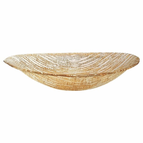 9 Hand Crafted Glass Oval Gold Salad Or Centerpiece Bowl 9 Hand Crafted Glass Oval Gold Salad Or Centerpiece Bowl