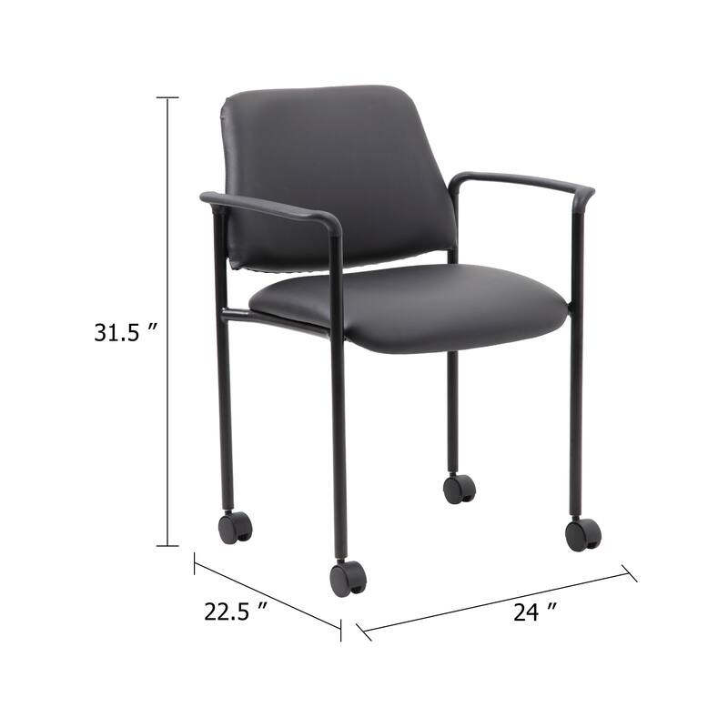 Jill Diamond Stacking Chair, Hooded Wheels, Waterfall Seat, Black Vinyl
