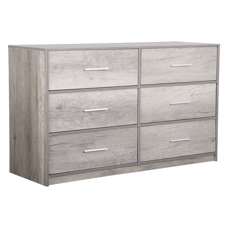 6 Drawer Dresser with Fabric Drawers and MDF Frame Modern Storage