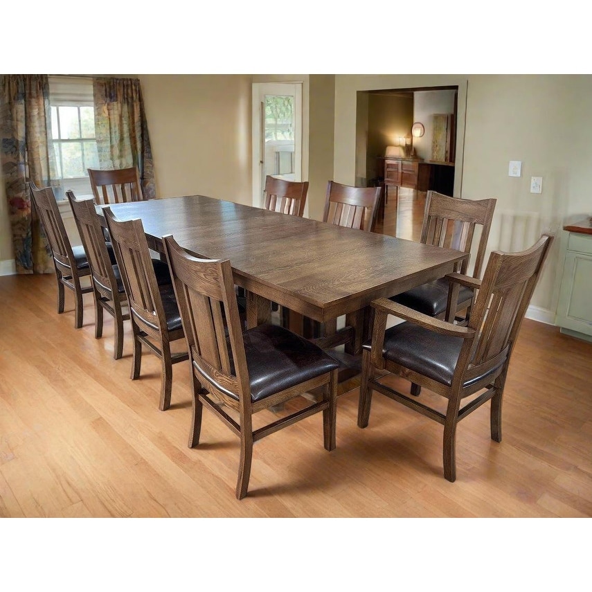 Mission Quarter Sawn Oak Dining Table and Chairs Set (Dining Table 4 side chairs 2 Arm chairs)
