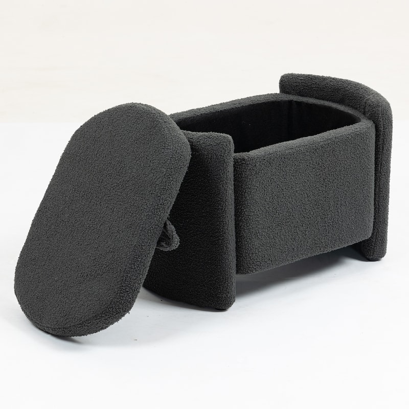 Modern Accent Chair with Wood Frame, Upholstered Ottomans Chairs
