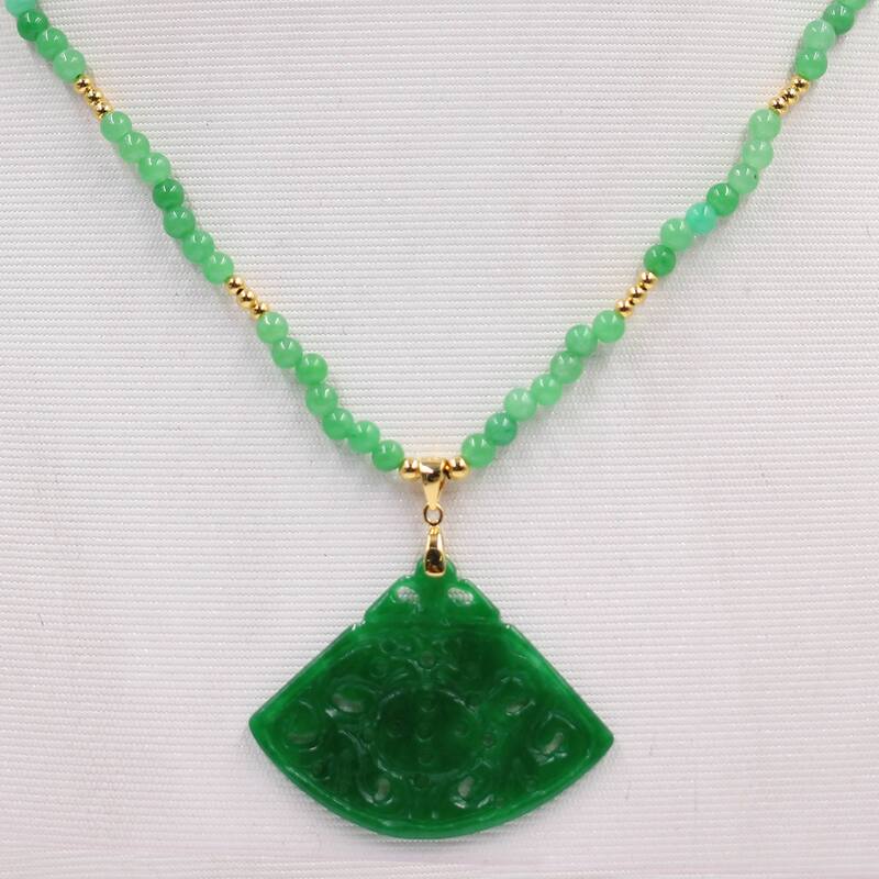 925 Sterling Silver Dyed Green Jade Necklace