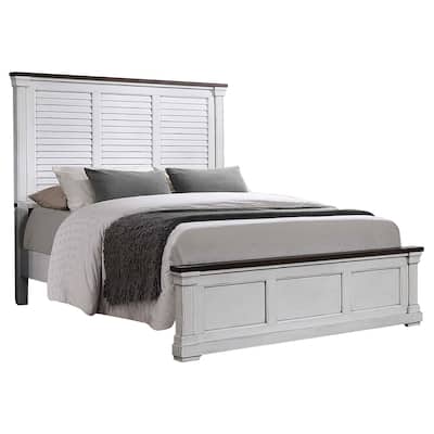Hillcrest Wood Panel Bed Distressed White