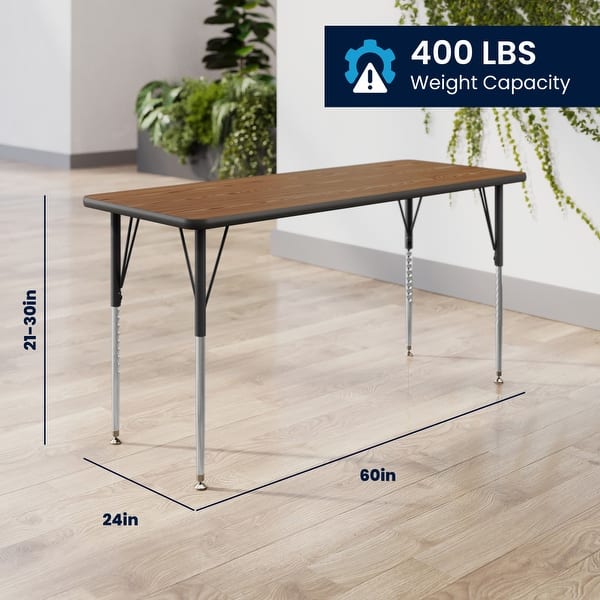 dimension image slide 3 of 6, Commercial Adjustable Height Rectangular Activity Table-Standard Legs