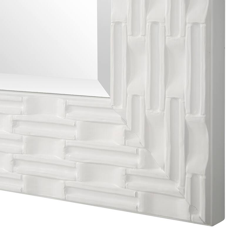 Porch & Den Soft White Textured Beveled Wall Mirror by Grace Feyock