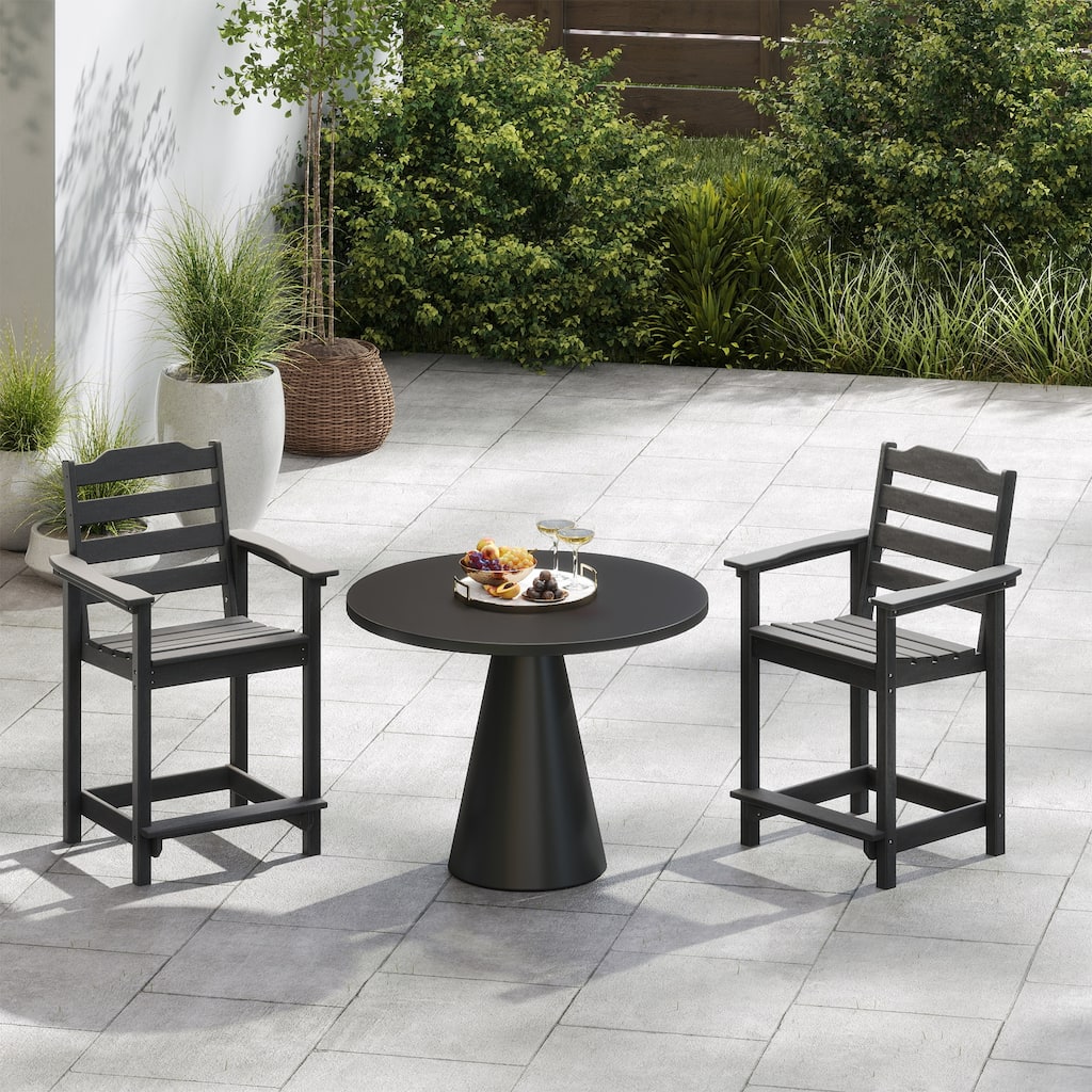 Adirondack Chairs Set of 2 with Connecting Tray, 24 inches HDPE Bar Height Outdoor Patio Bar Stool Chairs