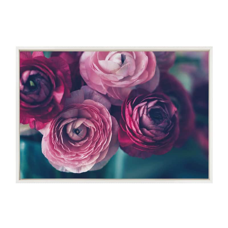Sylvie Pink Flower Bouquet Framed Canvas Wall Art, Gold 18 x 24