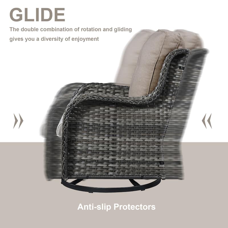 Gymojoy Outdoor Wicker Rocking Lounge Chairs with Swivel Base (Set of 2)