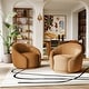 preview thumbnail 6 of 80, 34" Wide 2 Set Velvet/ Boucle Barrel Swivel Chair Red Brown-Boucle
