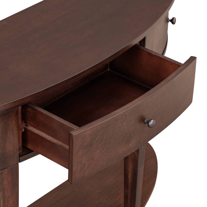 Modern Curved Console Table Sofa Table with 3 drawers and 1 Shelf for Hallway, Entryway, Living Room