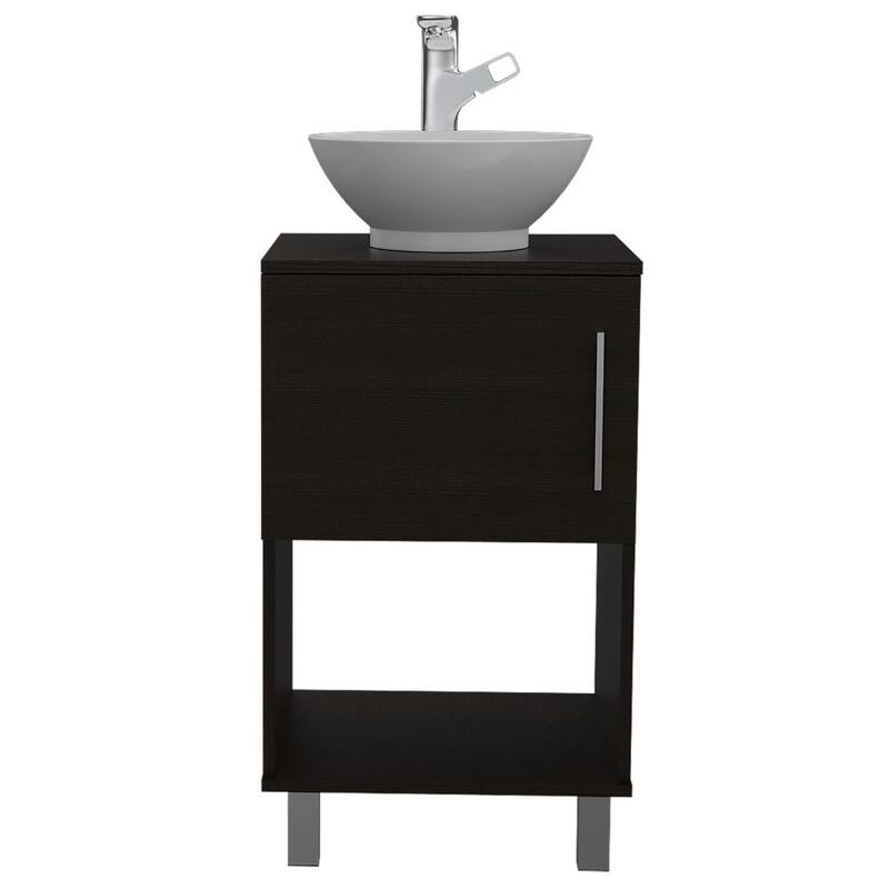 Compact Bathroom Vanity with Resin Sink, Ample Storage, and Humidity-Resistant Legs - 35 Inches High - 17.71in L