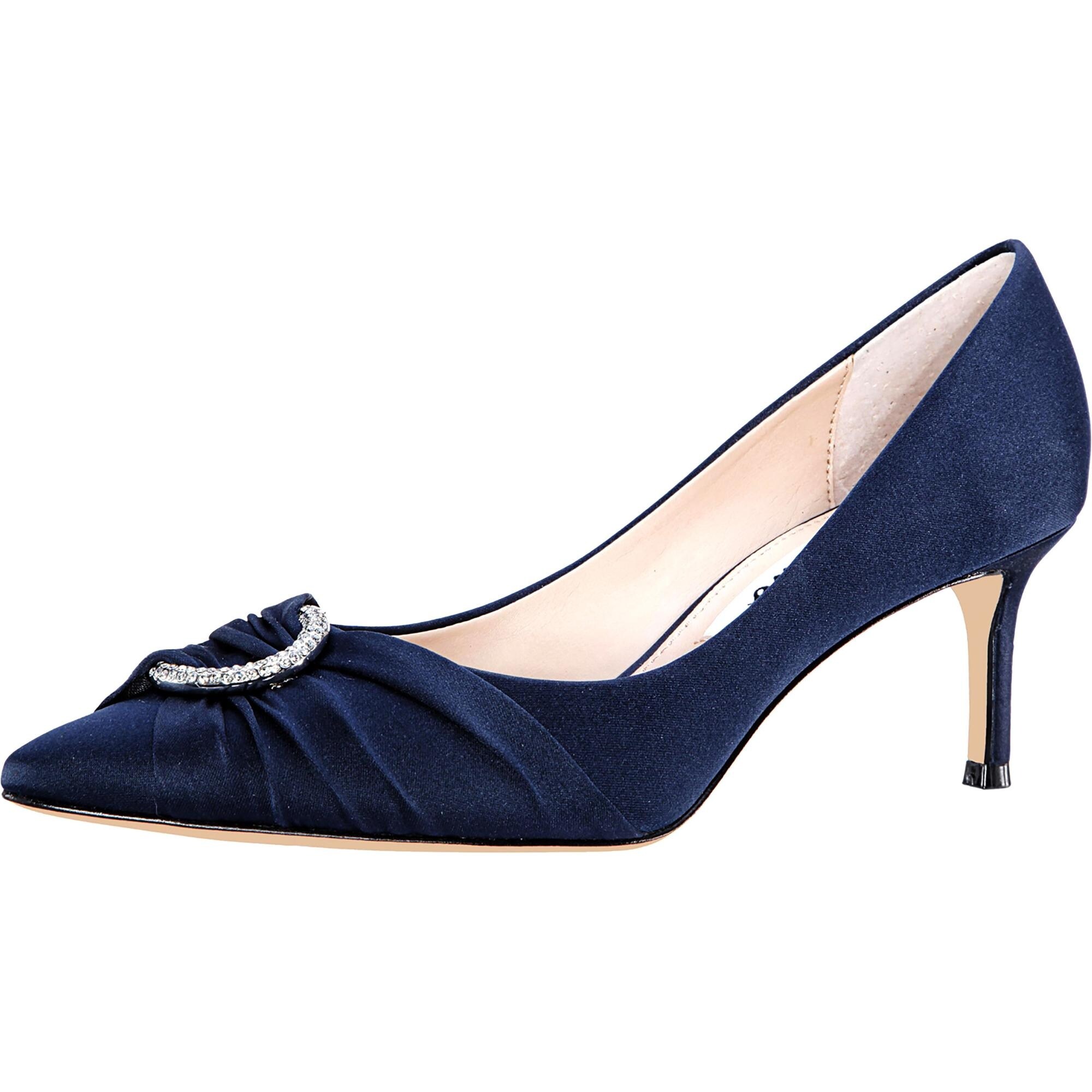 navy blue embellished heels