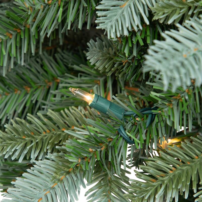 Pre-Lit Blue Spruce Artificial Christmas Wreath - 24" - Clear