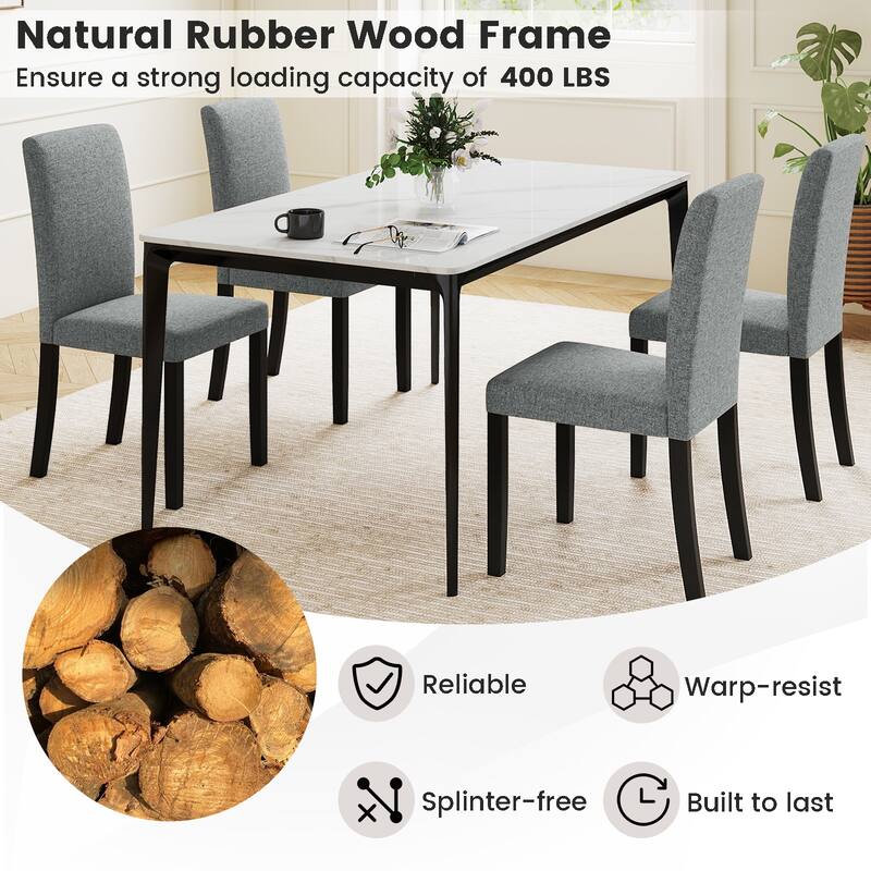 Gymax Dining Chair Set of 4 Mid-Century Modern Fabric Upholstered