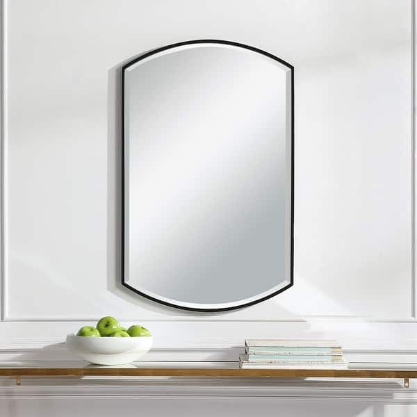 slide 2 of 6, Uttermost Shield 38" x 24" Framed Contemporary Vanity Bathroom Mirror Satin Black