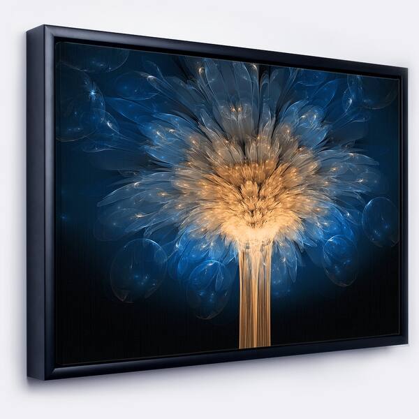 Shop Designart Fractal 3d Blue Dragon Flower Abstract Framed