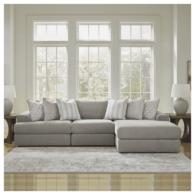 Signature Design by Ashley Avaliyah Gray 3-Piece Sectional with Chaise - 127" W x 68" D x 37" H - Right Facing