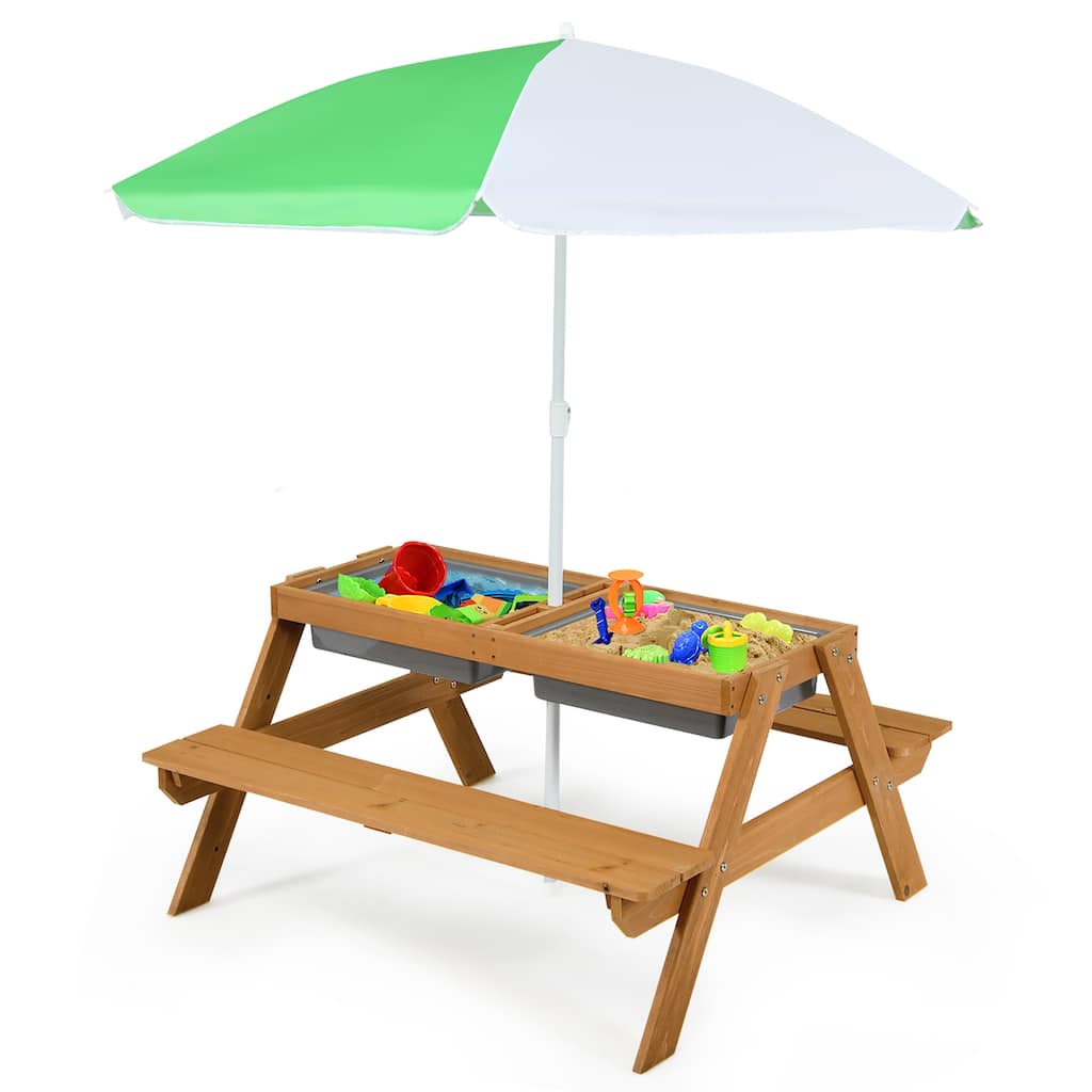 Costway 3-in-1 Kids Picnic Table Wooden Outdoor Sand & Water Table - See Details