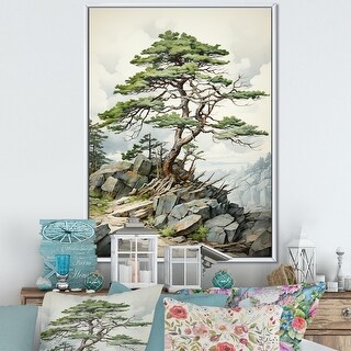 Designart "Pine Tree Resilience" Tree Pine Framed Canvas Art Print ...