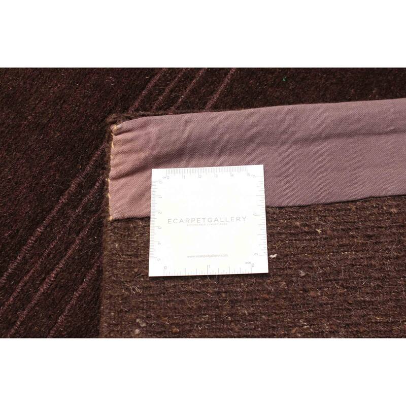 ECARPETGALLERY Hand-knotted Opulence Dark Brown Wool Rug - 3'4 x 12'6