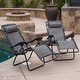 BELLEZE Zero Anti Gravity Reclining Backyard Outdoor Chairs Set of (2) Tray Cup Slot Holder, Gray - Thumbnail 1