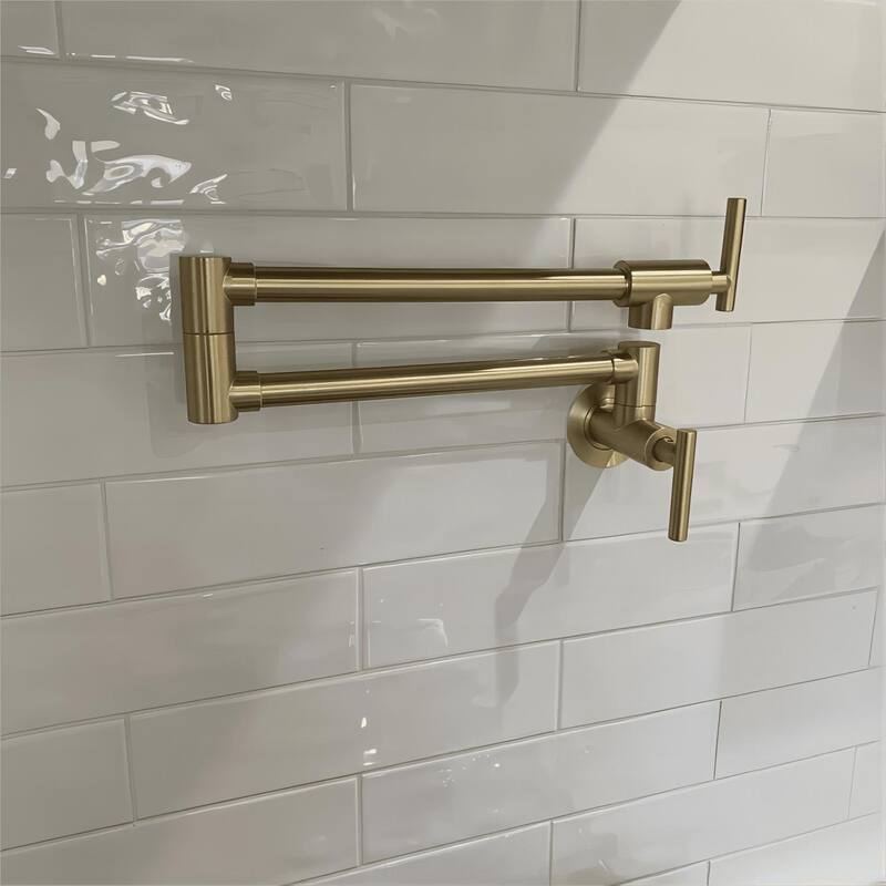 Wall Mount Pot Filler Faucets Folding Stretchable Kitchen Sink Faucet with Joint Swing Arms Kitchen Faucet with 2 Handles