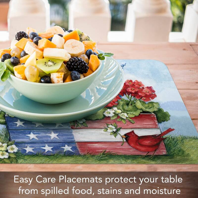 CounterArt Geranium Box, Reversible Easy Care Flexible Plastic Placemat, 4 Pack, Made in The USA