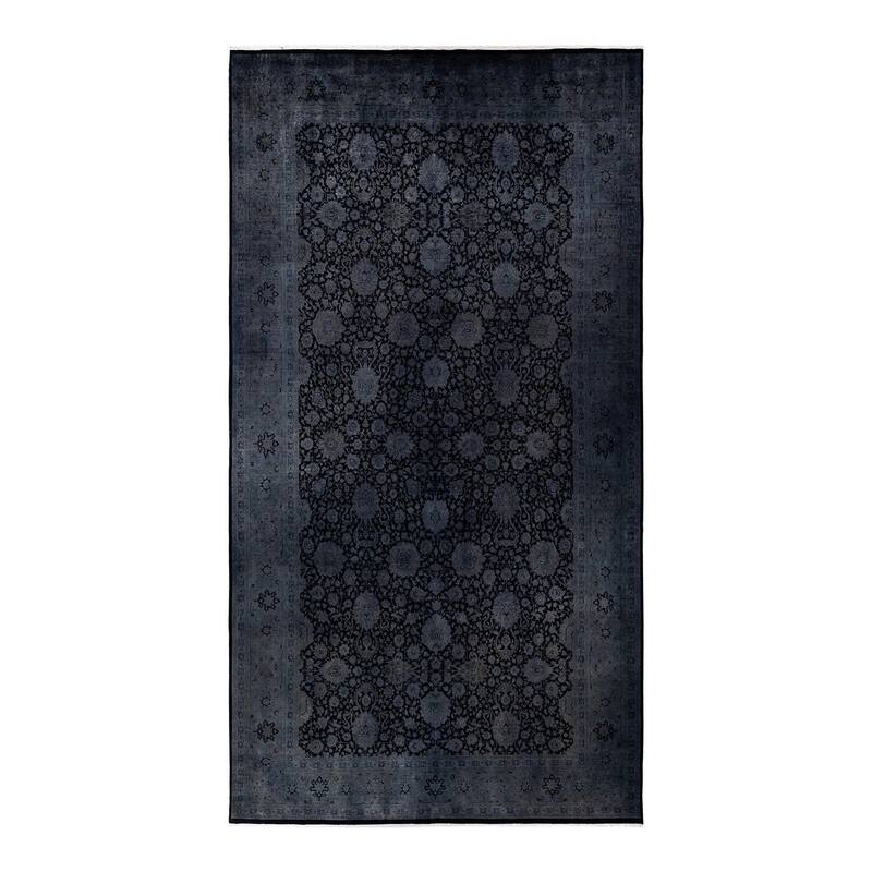 Overton Hand Knotted Wool Vintage Inspired Modern Contemporary Overdyed Gray Area Rug - 8' 10" x 16' 7"
