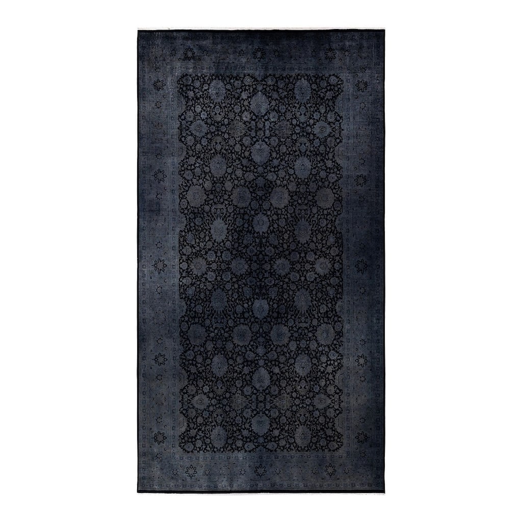 Overton Hand Knotted Wool Vintage Inspired Modern Contemporary Overdyed Gray Area Rug - 8' 10" x 16' 7"