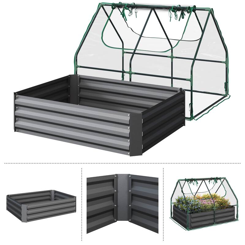 Raised Garden Bed with Removable Green House - 4ft x 3ft by Home-Complete