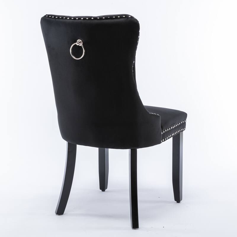 Set of 2 Modern High-End Tufted Solid Wood Upholstered Dining Chair with Nailhead Trim
