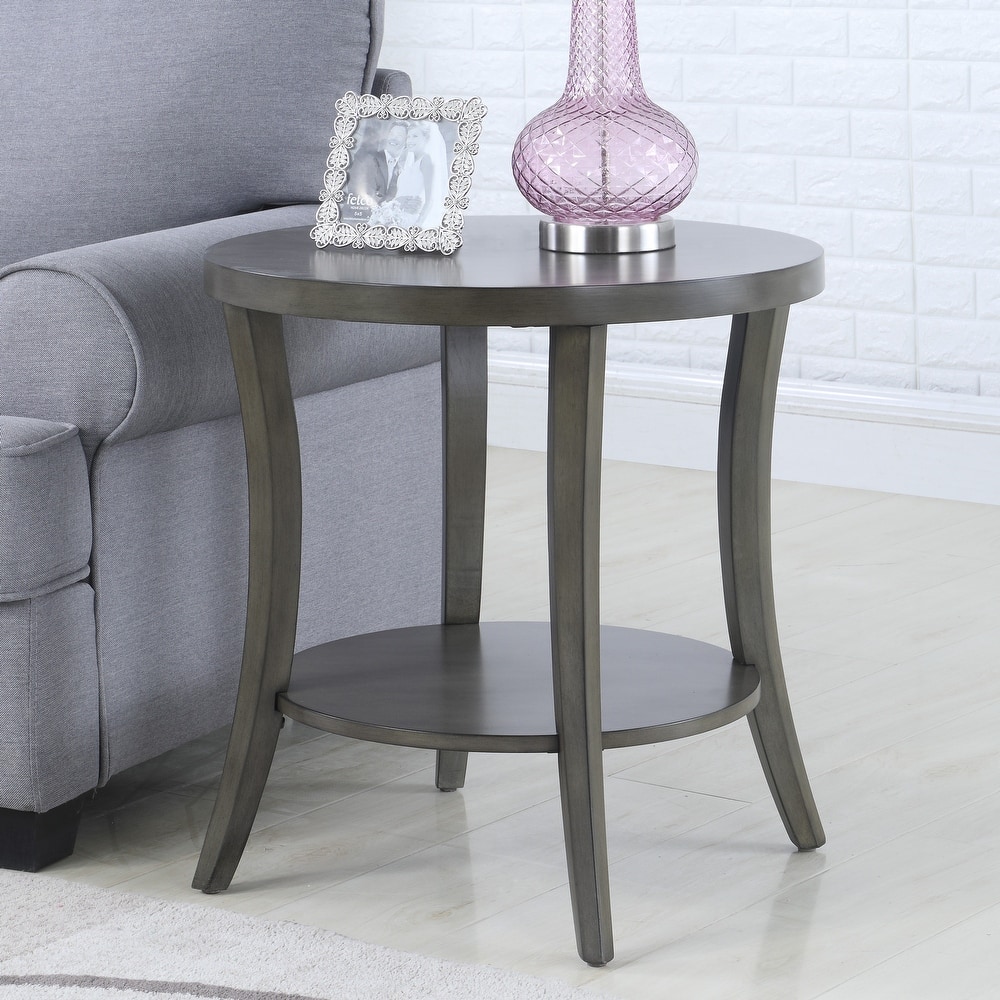 Roundhill Furniture Perth Contemporary Round Shelf End Table
