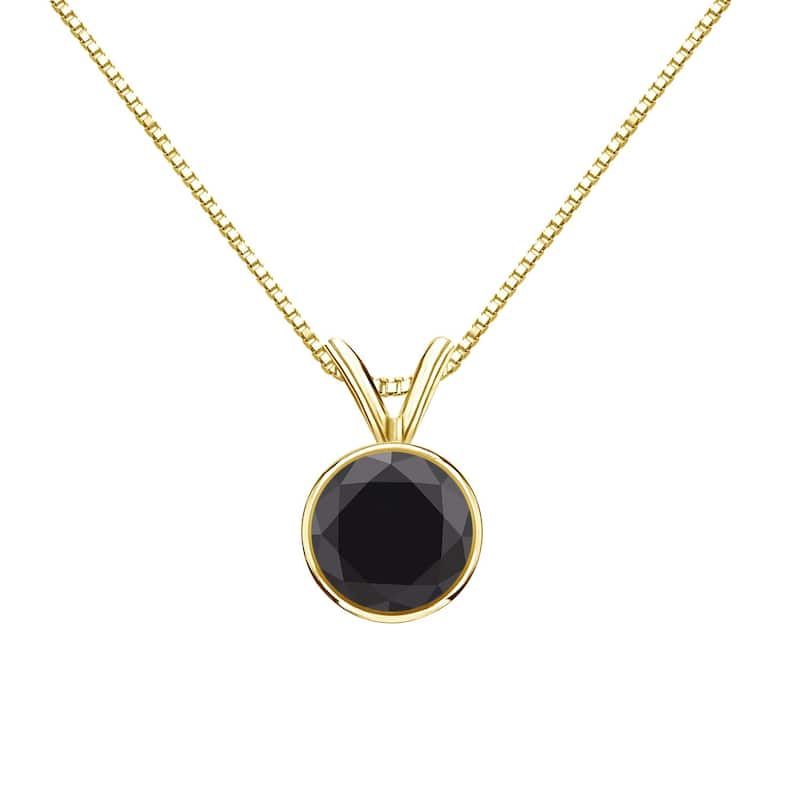 Auriya 14k Gold 3/4ctw Solitaire Black Diamond Necklace Bezel-set - Yellow
