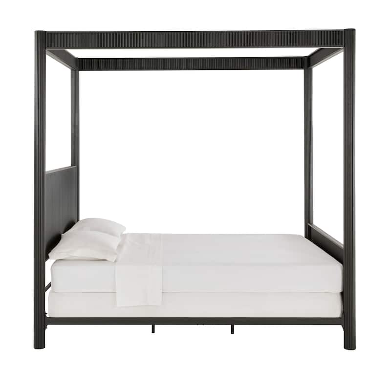 Monson Black Finish Metal Canopy Queen Bed by iNSPIRE Q Modern