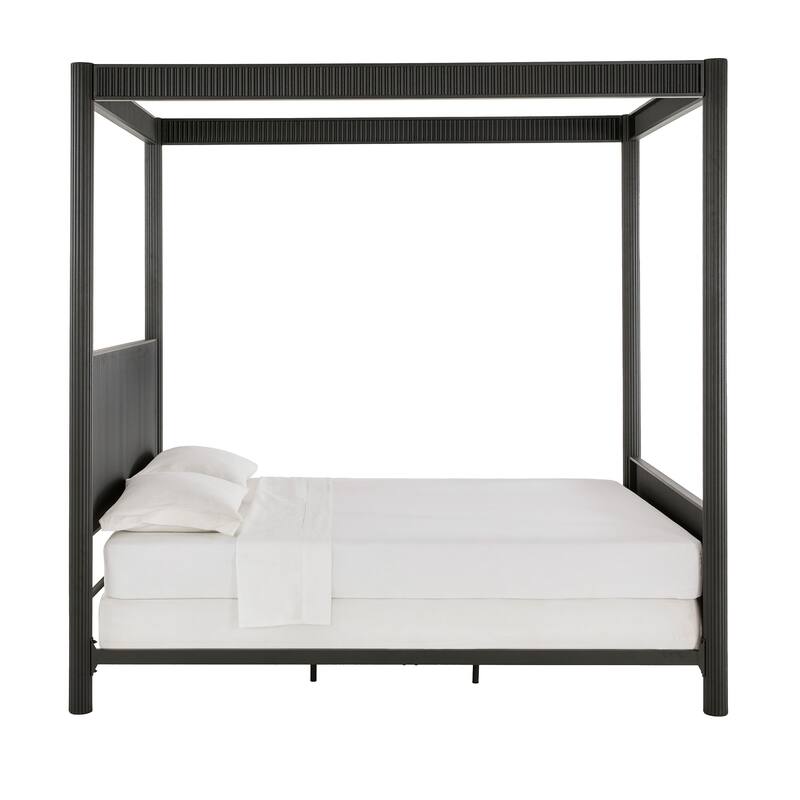 Monson Black Finish Metal Canopy Queen Bed by iNSPIRE Q Modern