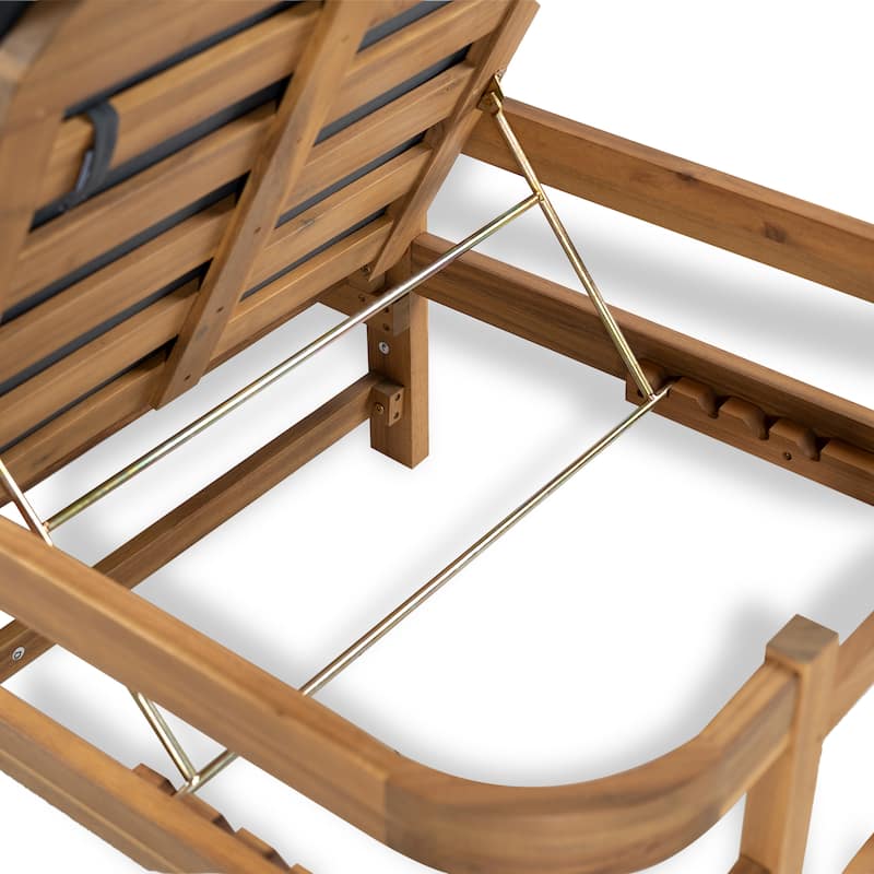Christopher Knight Home- Cart Outdoor Acacia Wood Adjustable Chaise Lounge (Set of 2)