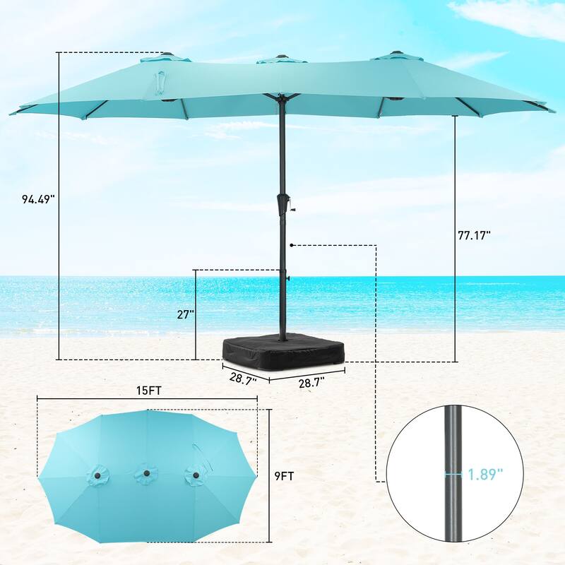 Ainfox 15 ft Patio Umbrella Outdoor Extra Large Umbrella with Base