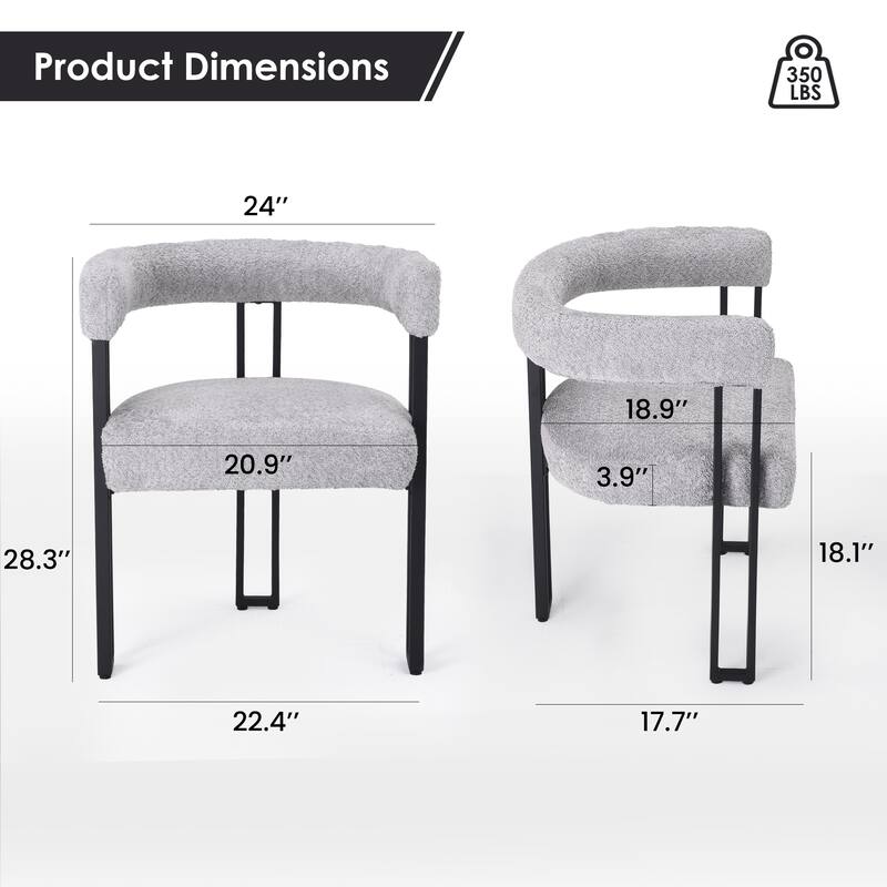 Set of 2 Upholstered Dining Arm Chairs