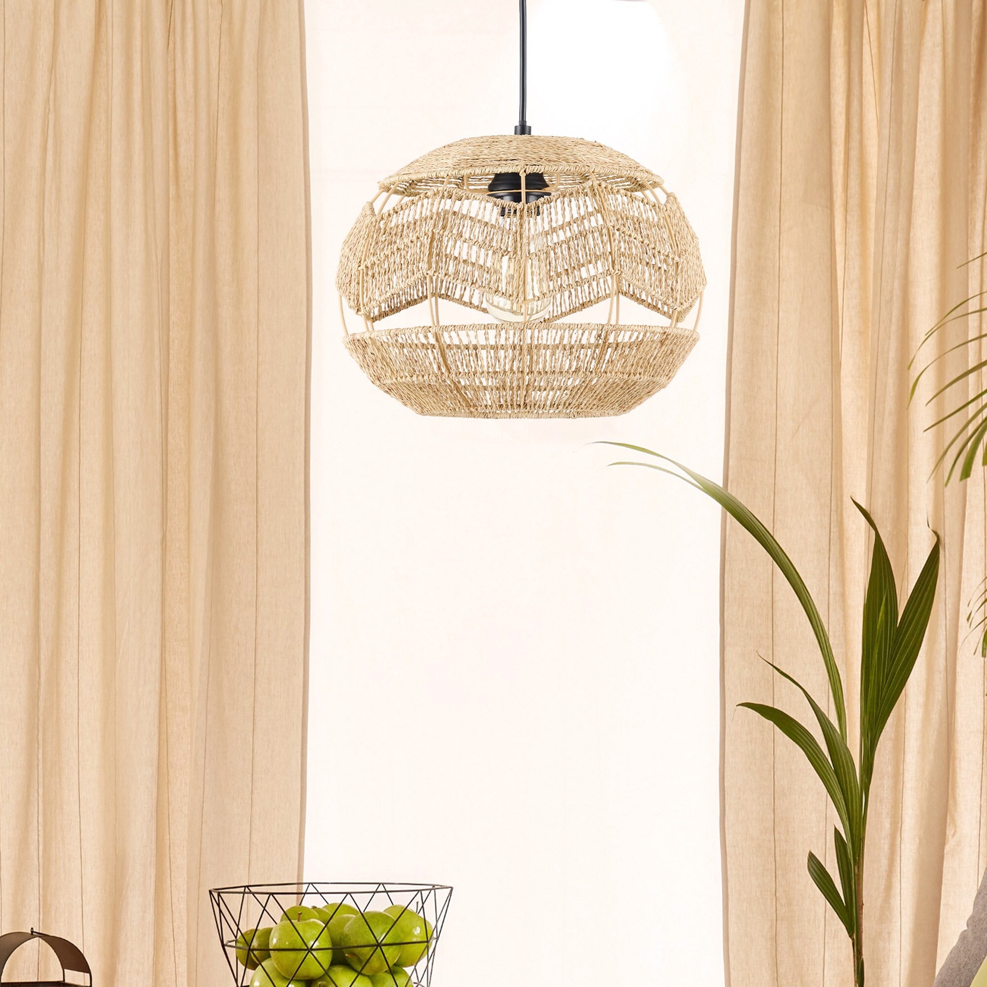 Rattan globe on sale pendant light