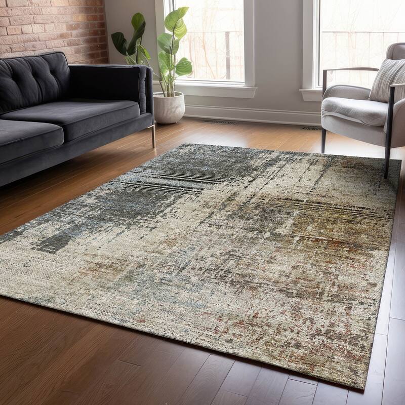 Machine Washable Indoor/ Outdoor Chantille Abstract Ombre Rug