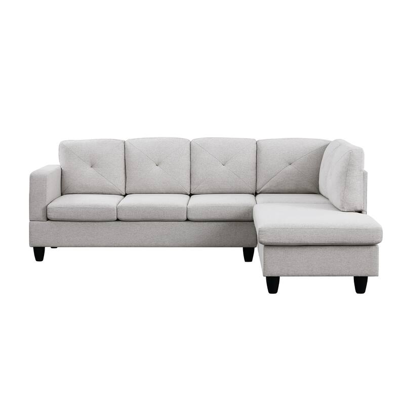 Linen Upholstered Sectional Sofa with Right Facing Chaise - Light Gray