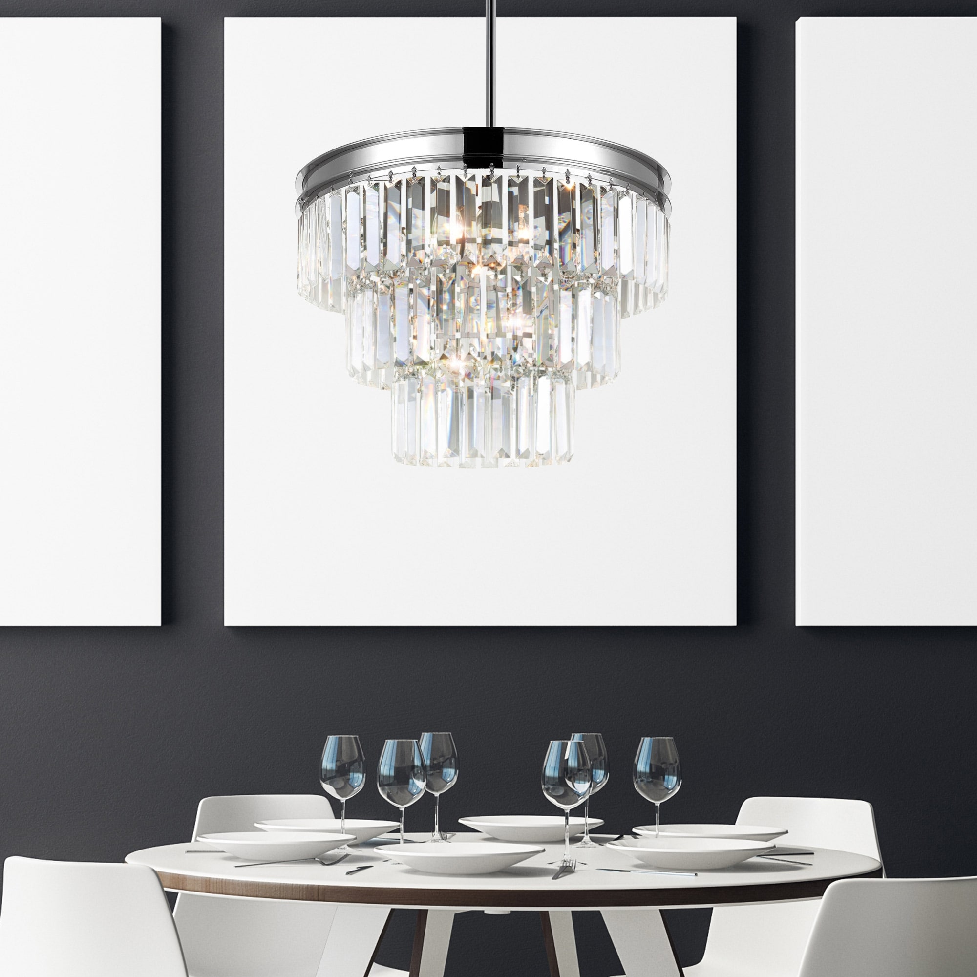 CWI Lighting Weiss 12 Light Chrome Down Chandelier