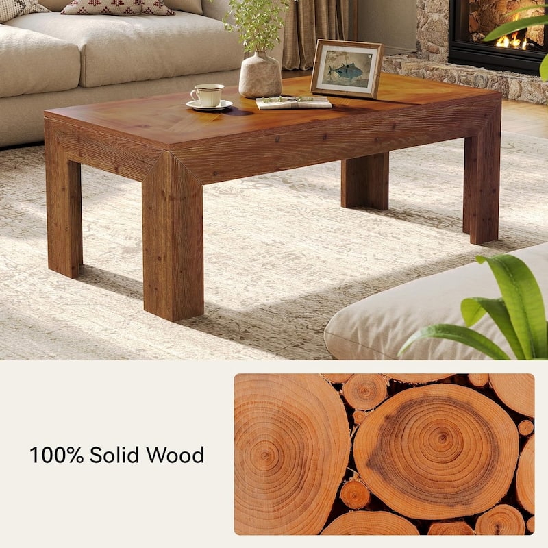 Rectangular Coffee Table, 47-Inch Solid Wood Living Room Coffee Table - 47.2" L × 23.62" W × 17.7" H