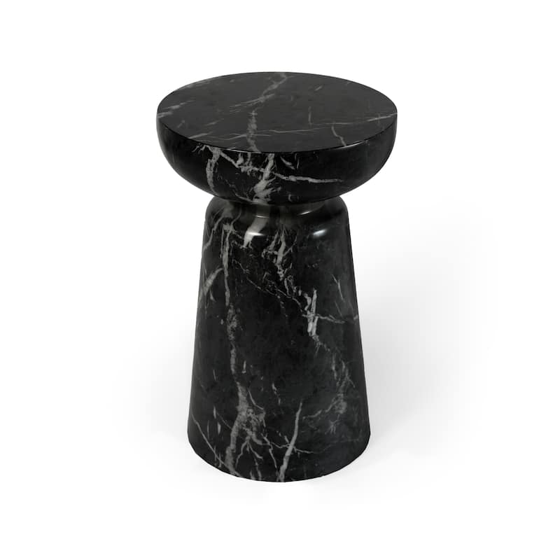 Grover Outdoor Faux Stone Chalice Side Table