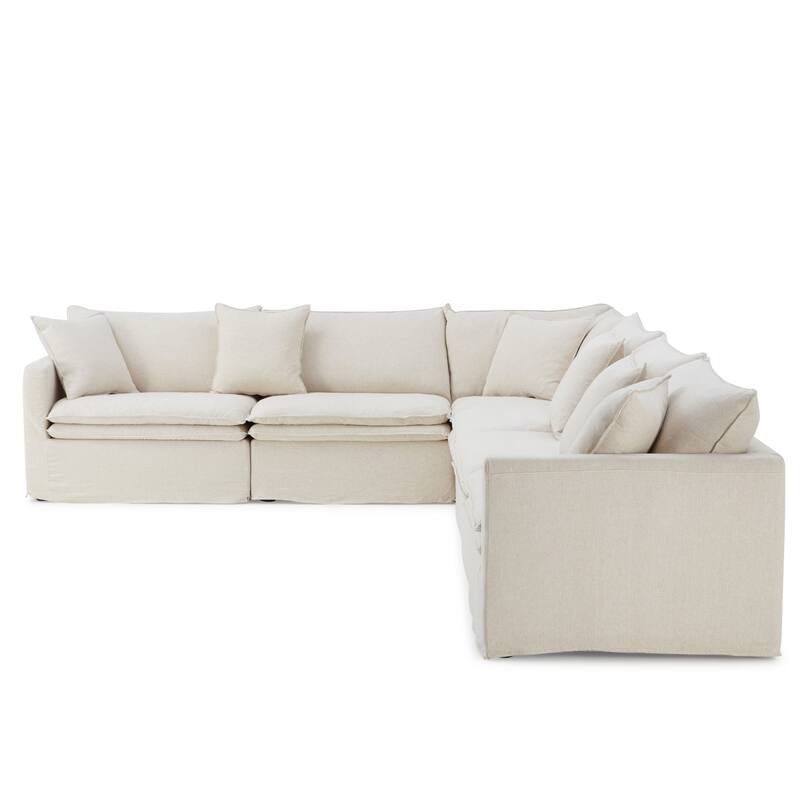 Furniture of America Caspian 6-Seater FSC & OEKO TEX Sectional Sofa with Feather Blend Cushions