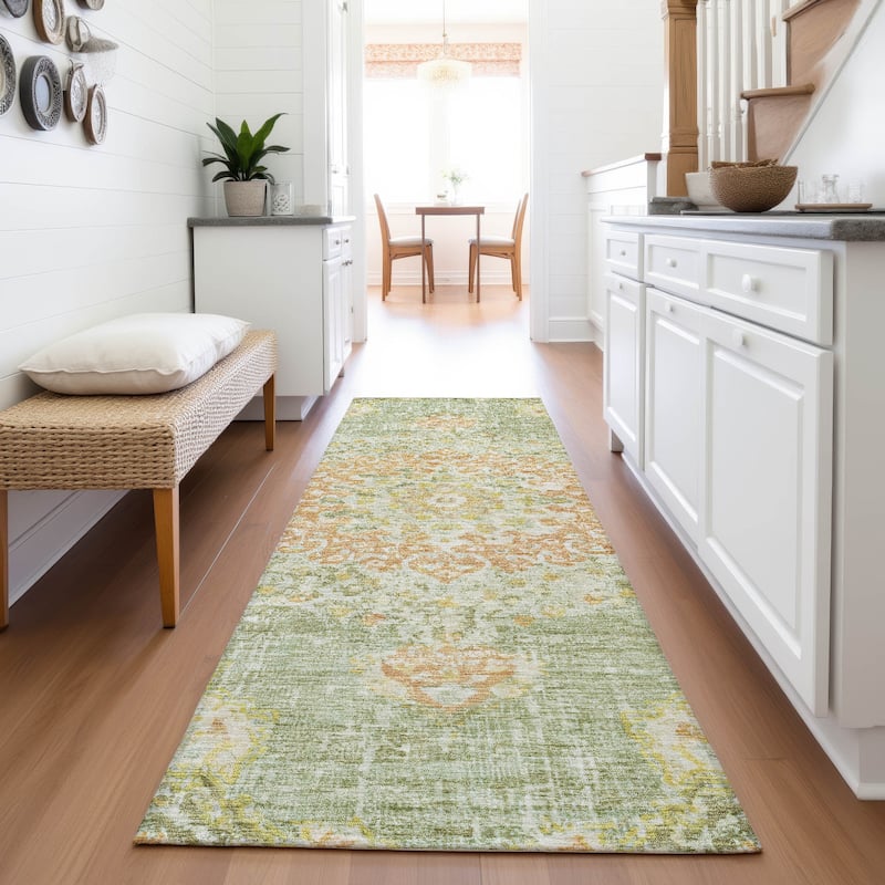 Premium Washable Super Soft Vintage Traditional Mayfield Rug - Aloe - 2'3" x 7'6"