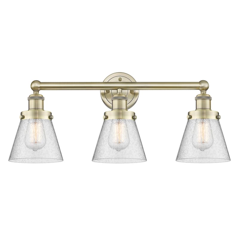 Innovations Lighting 616-3W-10-25 Cone Vanity Cone 3 Light 25" Wide - Antique Brass / Seedy