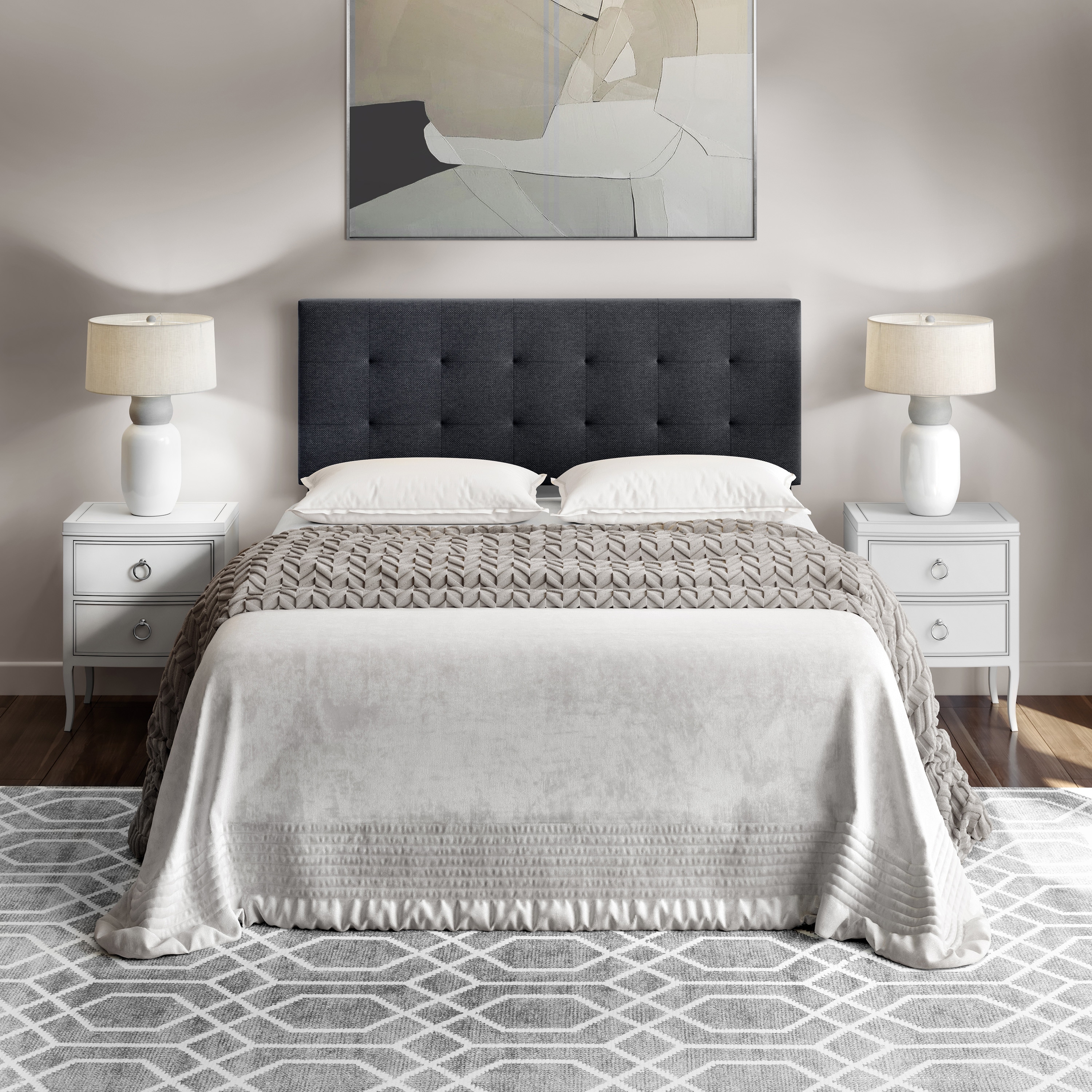 Grey leather headboard on sale queen